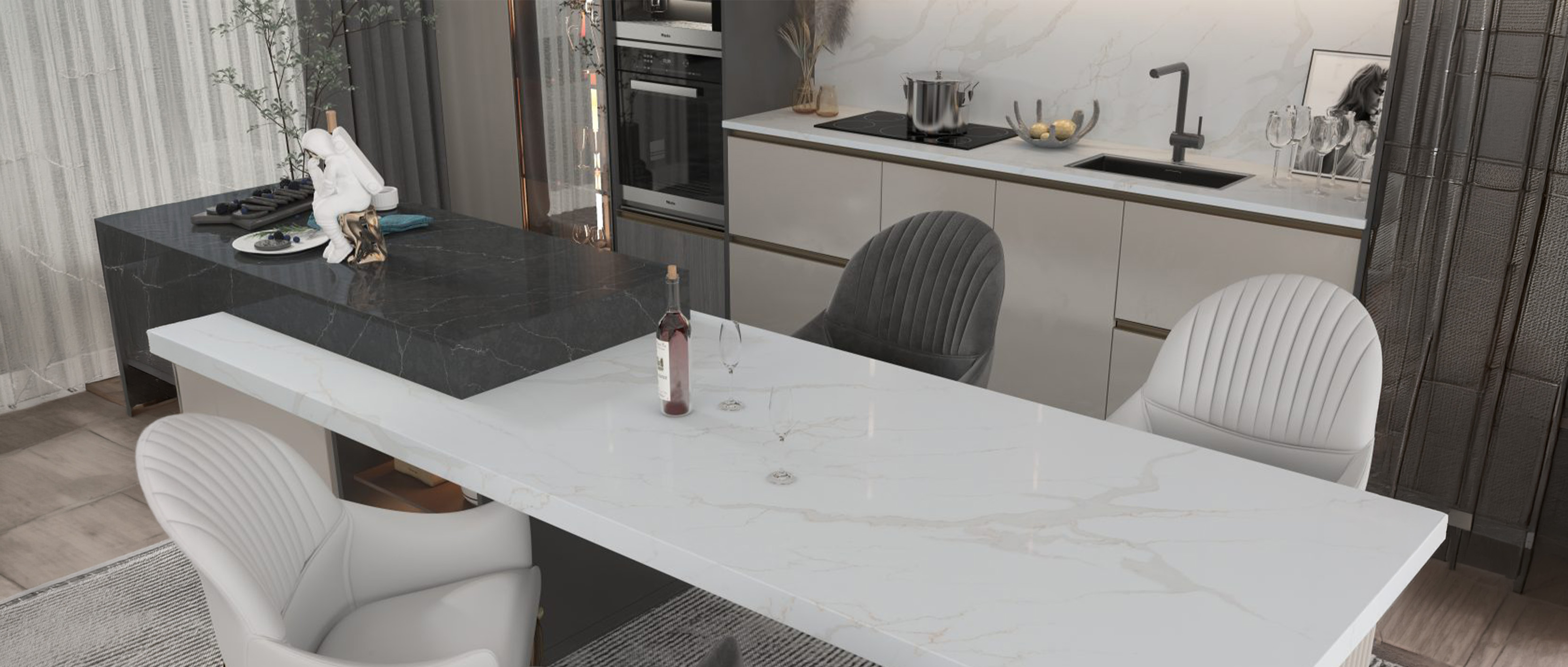 Lucciare Handcrafted Quartz — luxury kitchen with premium surfaces
